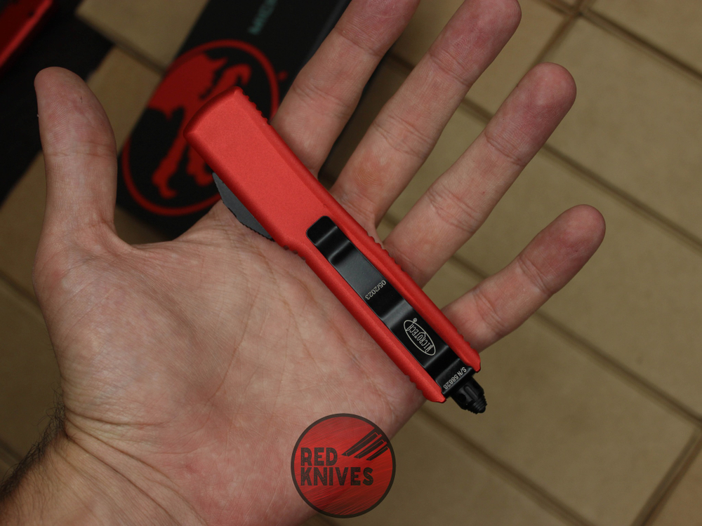 Нож Microtech Ultratech Helhound H/E - красная рукоять, клинок сатин + запчасти RK-356