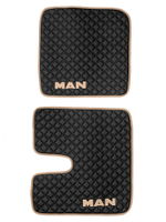 Ковры MAN TGX с 1-м ящиком (механика) (экокожа, черный, бежевый кант, бежевая вышивка)