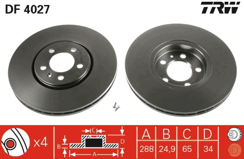 TRW - DF4027-TRW - Brake Disc