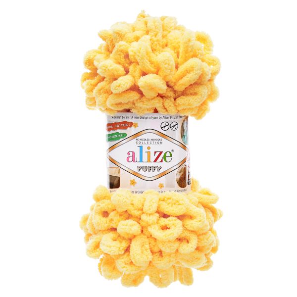 Пряжа Alize (Ализе) Puffy / уп.5 мот. по 100 г, 9м, 509 желтый A