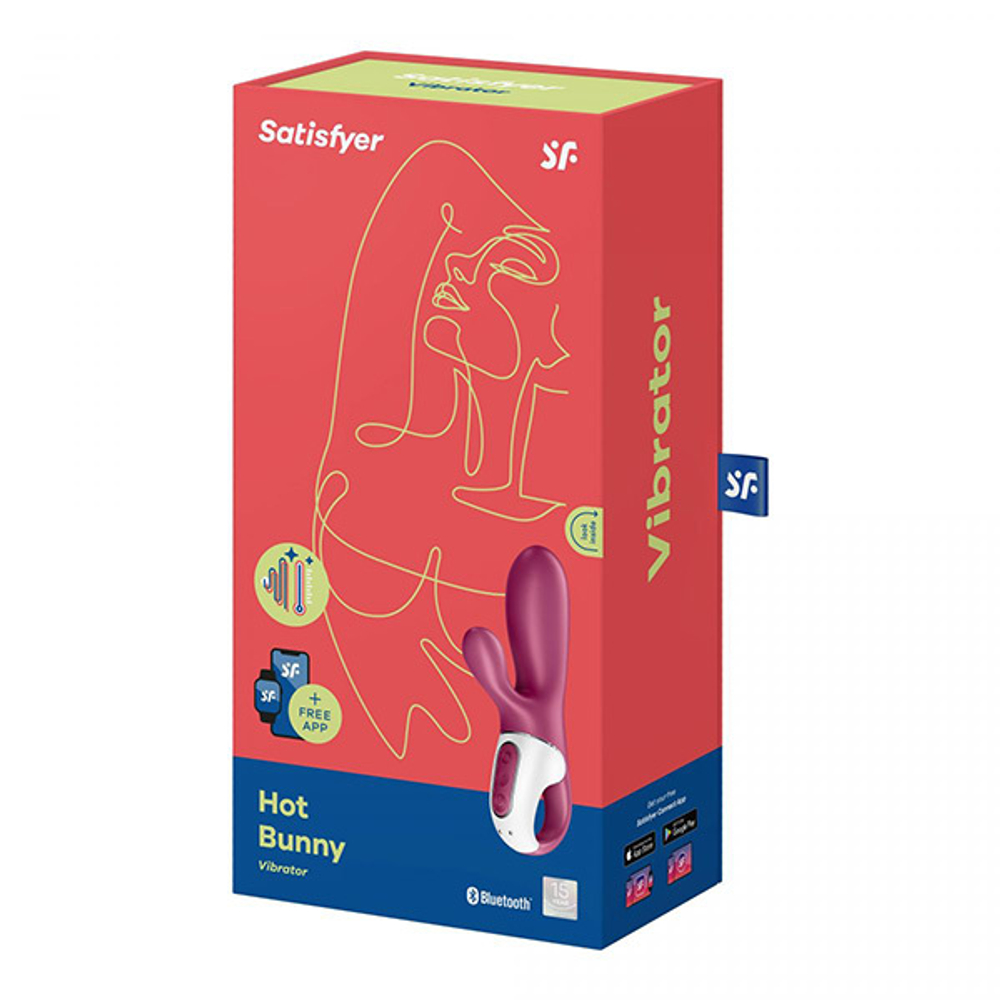Малиновый вибратор-кролик с функцией нагрева 17,5см Satisfyer Hot Bunny