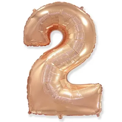 Шар фольга Цифра 2 Rose Gold Розовое Золото 102см с гелием