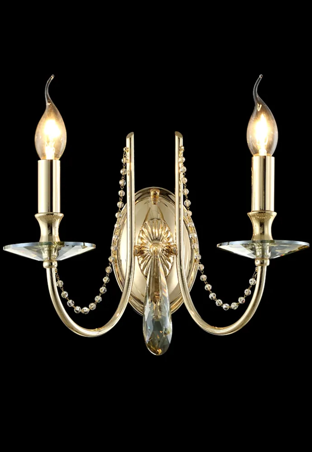 Бра Crystal Lux VICTORIA AP2 GOLD/AMBER