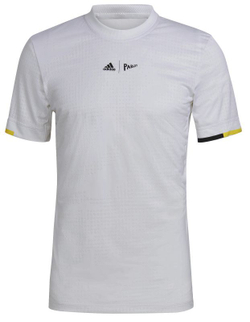 Мужская теннисная футболка Adidas London Freelift T-Shirt - white/impact yellow