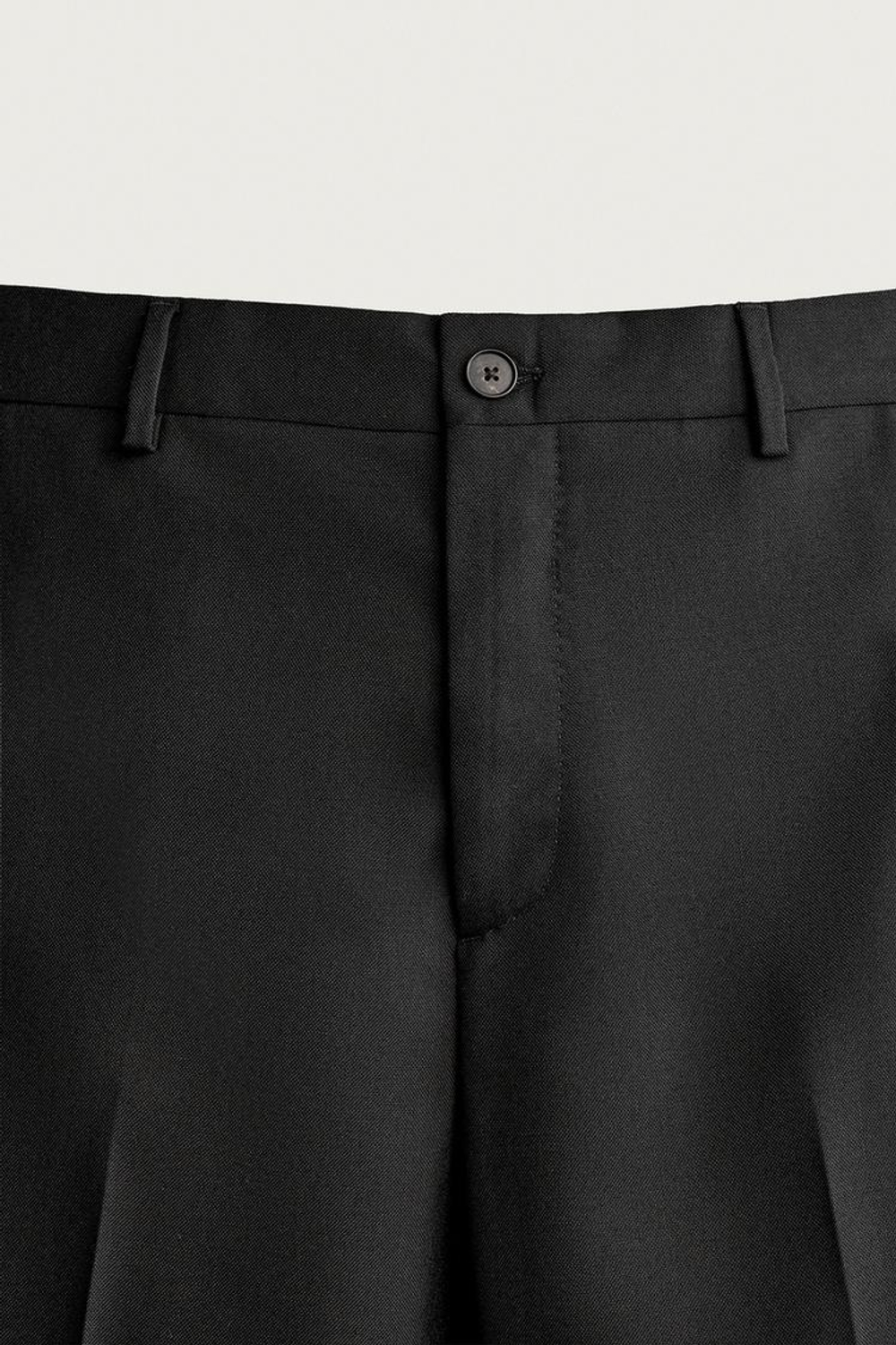 ZARA БРЮКИ REGULAR FIT ИЗ 100% ШЕРСТИ, ЧЕРНЫЙ