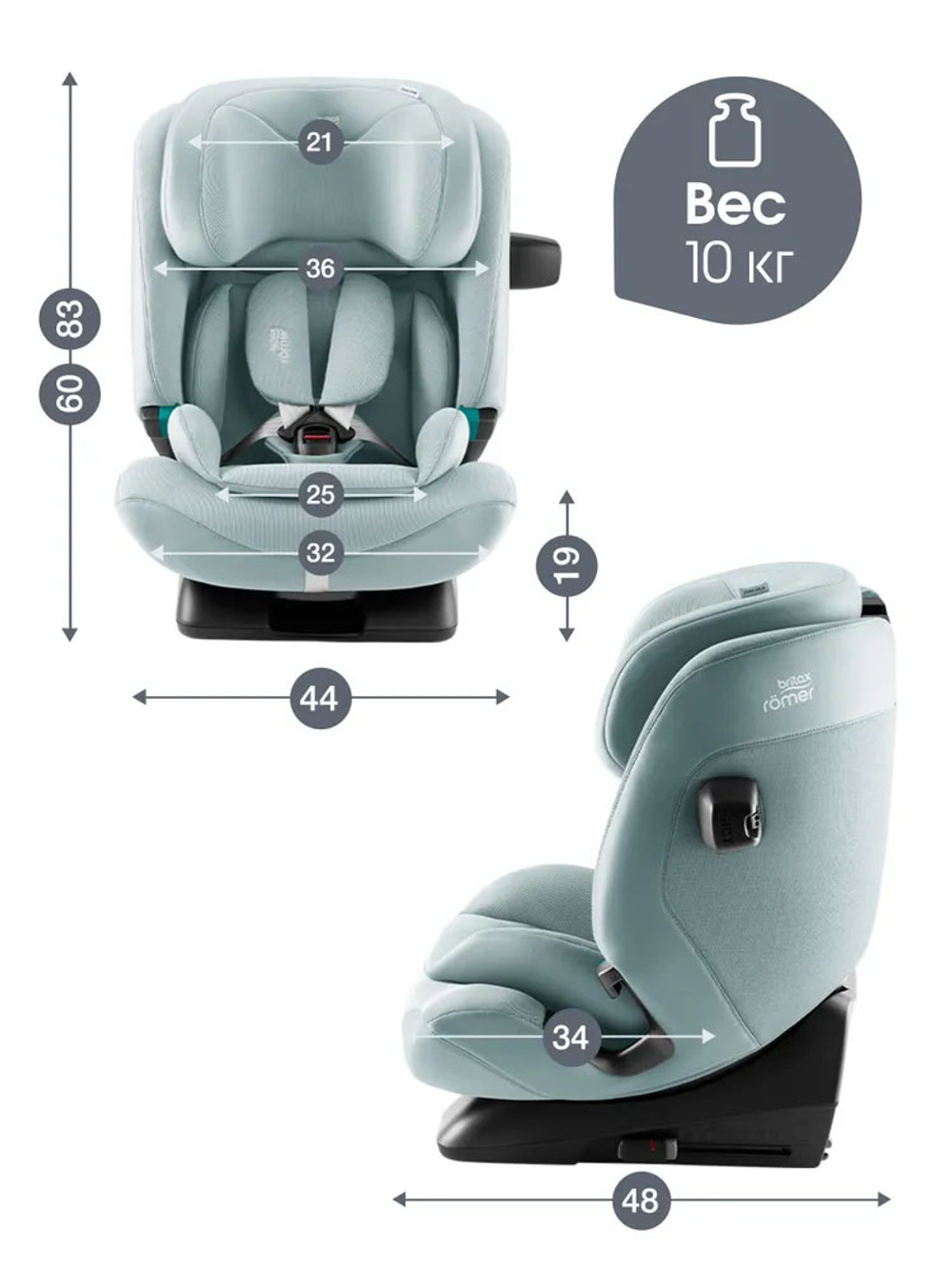 Автокресло 1/2/3 Britax Roemer ADVANSAFIX PRO Style Harbor Blue, от 15 месяцев до 12 лет, 9-36 кг, isofix, синий