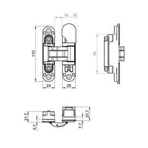 Петля скрытой установки ARMADILLO U3D1901.VPG (Kubica K1019) SC мат.хром /63169/ (1шт)