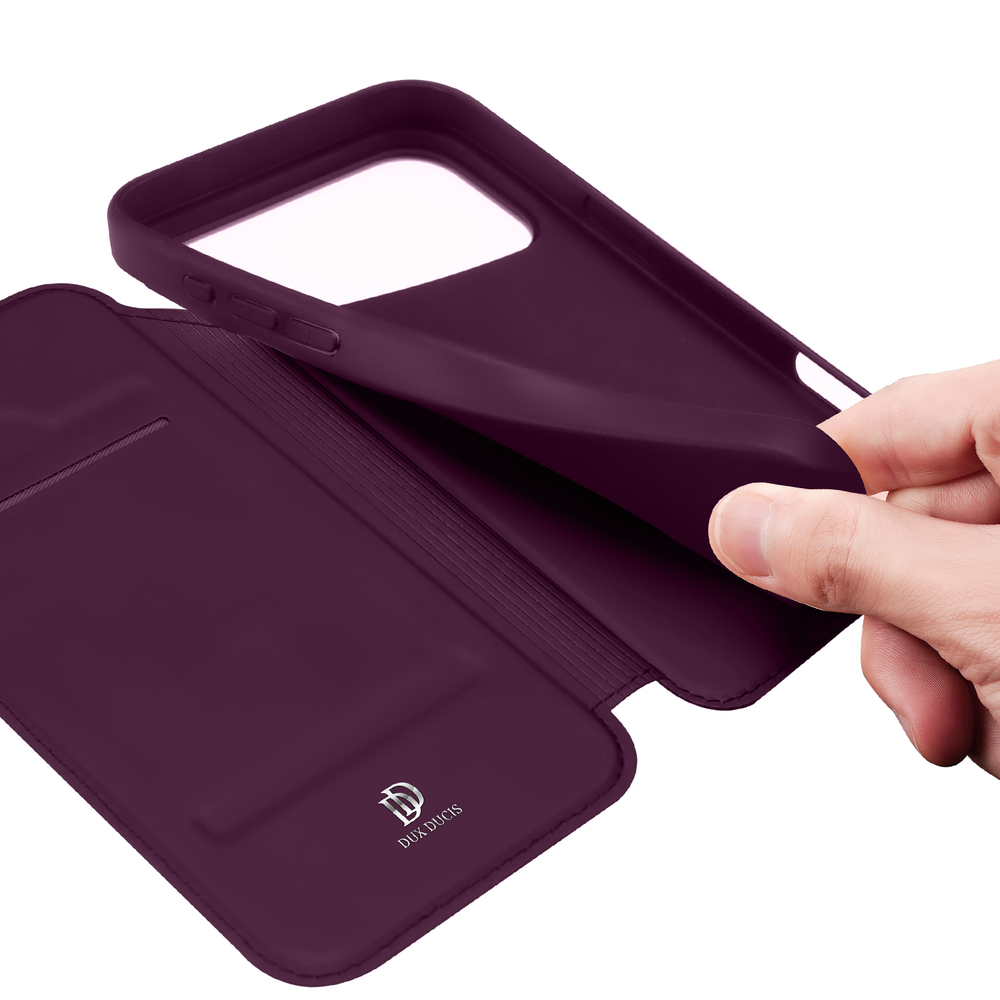 Чехол книжка темно-красного цвета (Dark Cherry) для iPhone 18 Pro Max и 17 Pro Max, серия Skin Pro Series от Dux Ducis