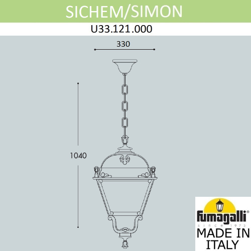 Уличный подвесной светильник Fumagalli SIMON U33.121.000.AYH27