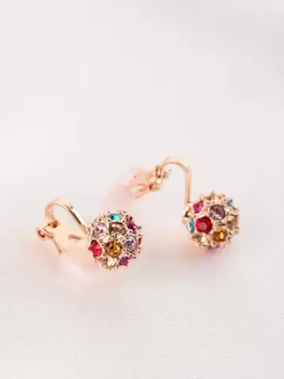 Клипсы Разноцветные шарики с кристаллами Swarovski