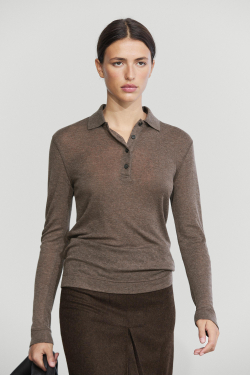 Massimo Dutti Шерстяное поло с длинными рукавами, норка
