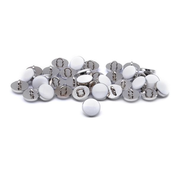 Пуговицы металл на ножке 18L=11 мм, (White/S (белый/серебро)), MEs-2013, 36 шт