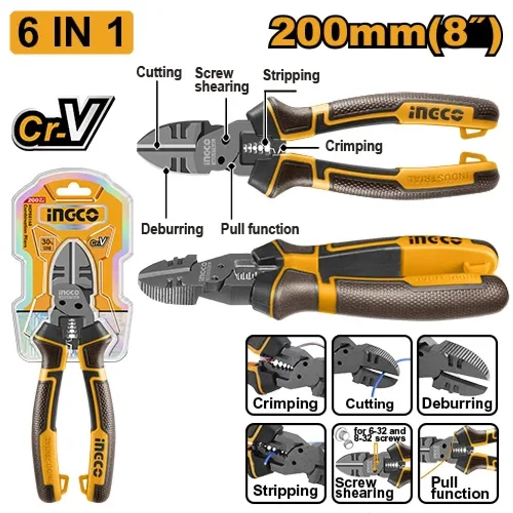 Бокорезы многофункциональные INGCO HMFDCP28200 INDUSTRIAL 6 в 1, 200 мм