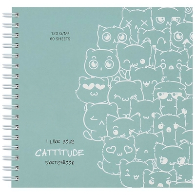 Скетчбук 60л. 150*150 на гребне "Cat wave" (Meshu)