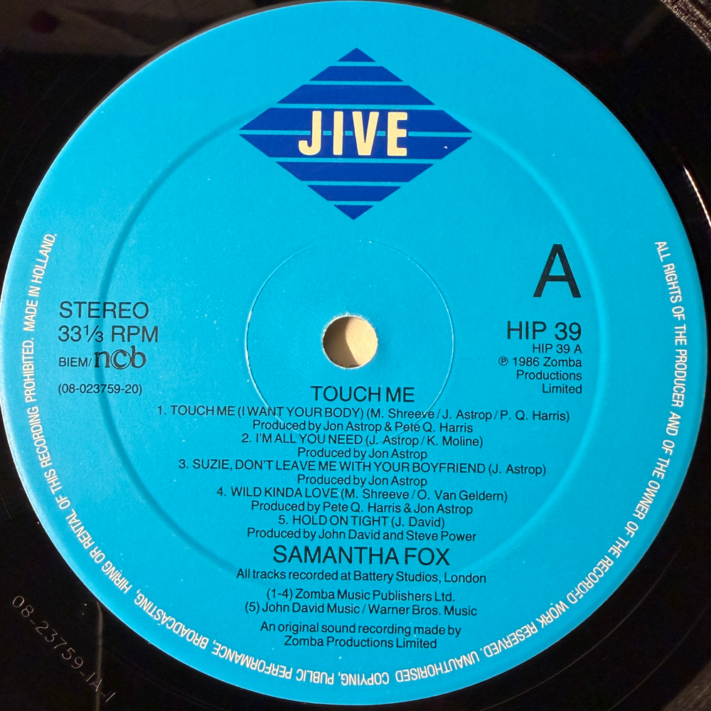 Samantha Fox - Touch Me (Скандинавия 1986г.)