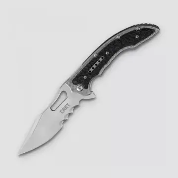 Нож"FOSSIL™"скл,ст.8Cr13MoV, HRC 58-60,кл.Satin/отверст./серейтор,рук.фиолетово-серая-ст.2Cr13 SS/G10,клипса