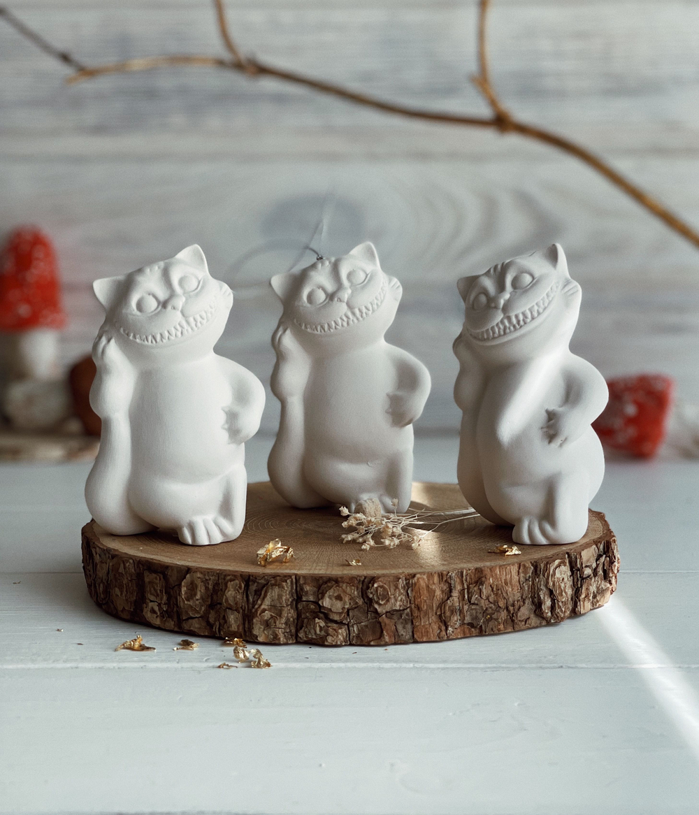 Елочная игрушка "Чеширский Кот", из фарфора, для росписи, 11см