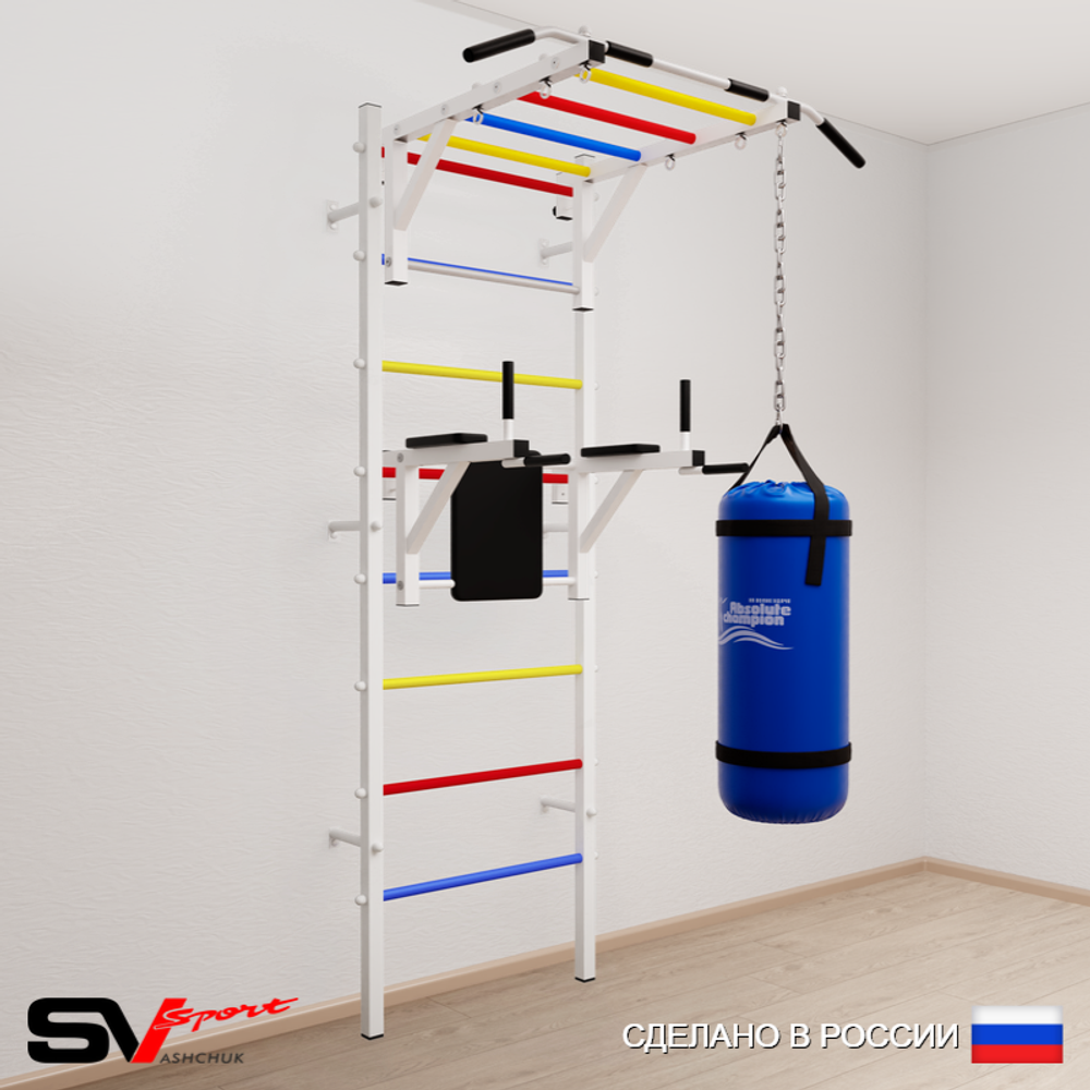 Шведская стенка Sv Sport усиленная 6222 (Турник рукоход/Брусья/Цепь/Мешок 22кг)
