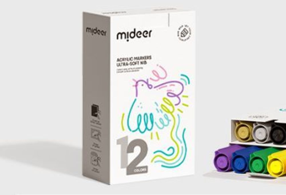 Набор акриловых маркеров "Mideer", 12 цветов