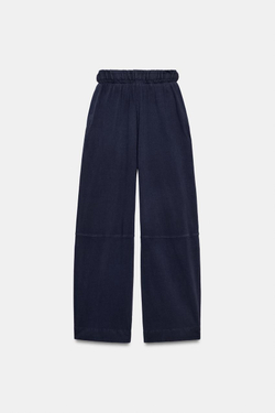 ZARA ХЛОПКОВЫЕ БРЮКИ BALLOON, СИНИЙ