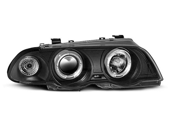 Передние фары Bmw 3 E46 angel eyes black