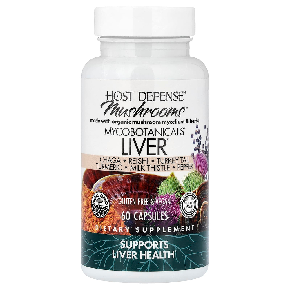 Host Defense, Mushrooms™, MycoBotanicals®, печень, 60 капсул
