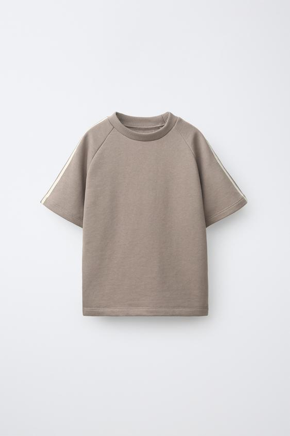 ZARA КОМПЛЕКТ ИЗ ФУТБОЛКИ И ШОРТОВ С ЛАМПАСАМИ, БЕЖЕВЫЙ
