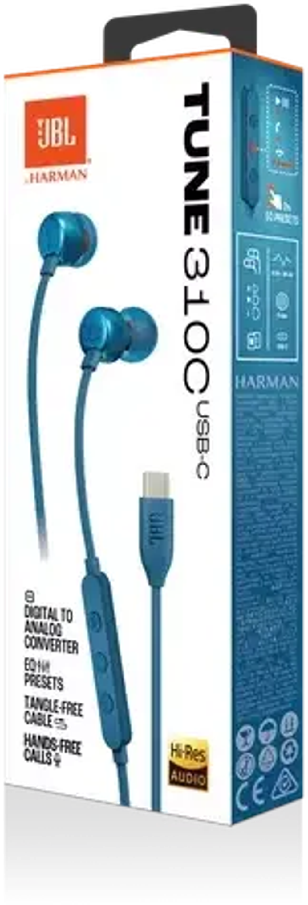 Наушники JBL Tune 310C Blue, внутриканальные - 8