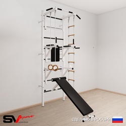 Шведская стенка Sv Sport усиленная 698 (Турник стандарт/Брусья/Стойка/Скамья/Кольца/Лестница)
