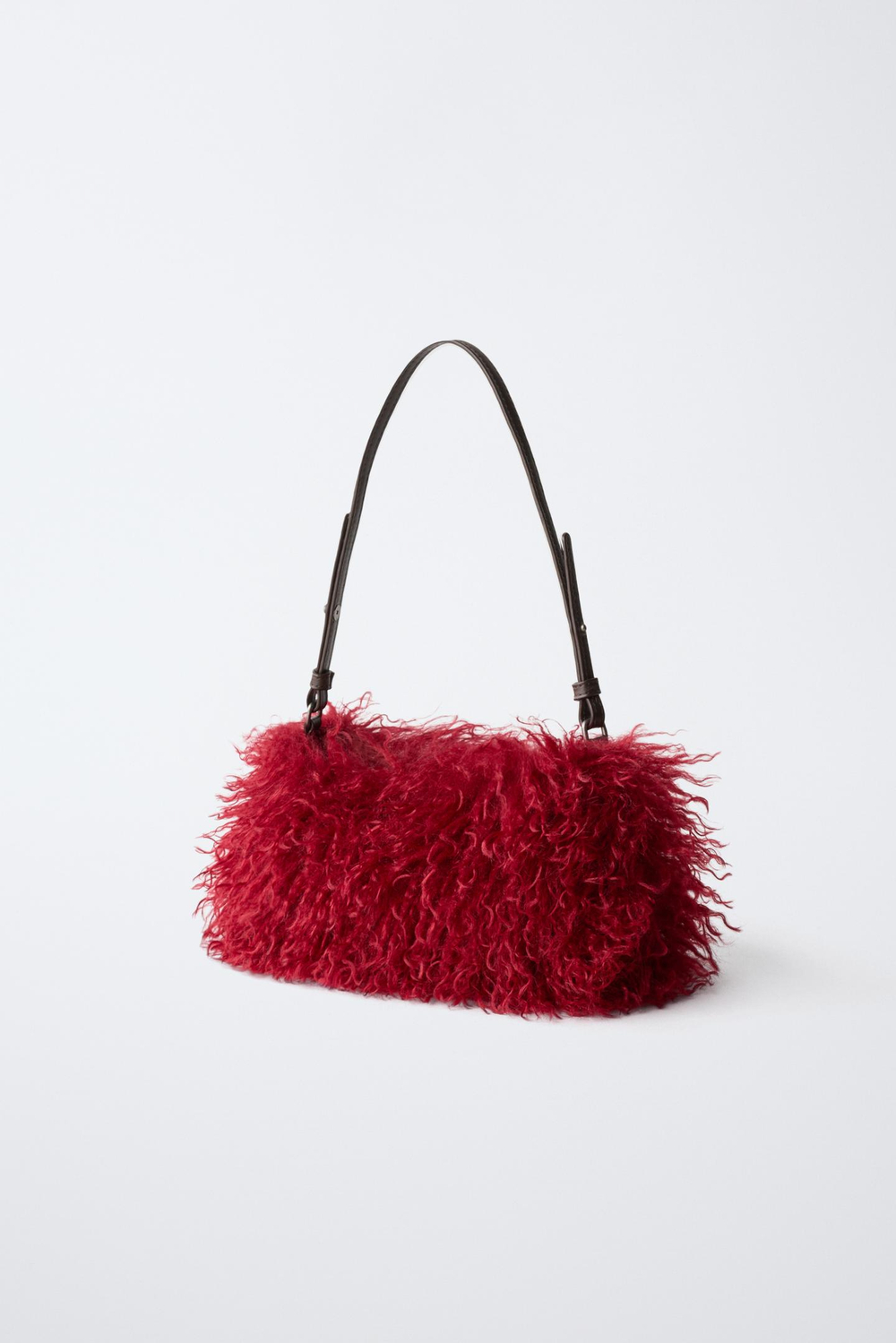 ZARA СУМКА SHOULDER ИЗ ИСКУССТВЕННОГО МЕХА, КРАСНЫЙ