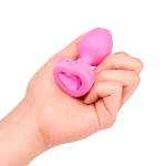 Розовый анальный плаг с кристаллом-сердцем 9,8см b-Vibe Vibrating Heart Shape Jewel Plug S-M BV-050-PNK