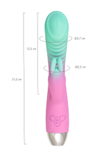 Мятно-розовый вибратор для точки G с клиторальным отростком Orchid - 21 см. (Цвет: мятный)