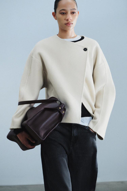 ZARA КОРОТКОЕ ПАЛЬТО ИЗ СМЕСОВОЙ ШЕРСТИ — ZW COLLECTION, ЭКРЮ