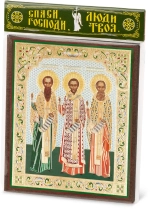 Икона "Собор трёх святителей " 10х12 на МДФ-6 (1012-1506Б)
