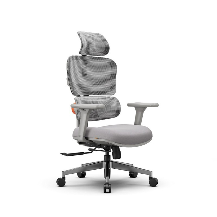 Эргономичное компьютерное кресло FoxGear NETZ модель XO - office edition, серый (FG-NETZ-XO-GY)