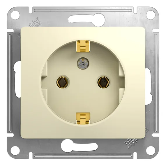 Розетка с заземлением без шторок Systeme Electric Glossa Бежевый GSL000243
