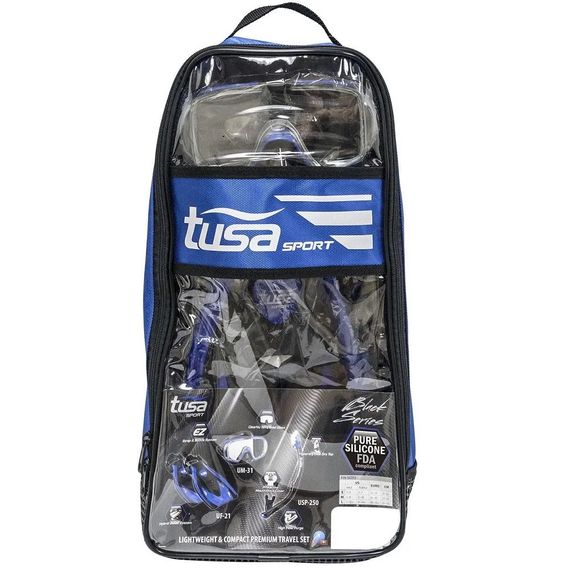 Набор маска+трубка и ласты в сумке TUSA Sport UP-3521QB Black Series синий