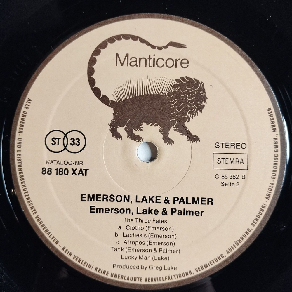 Винтажная виниловая пластинка LP Emerson, Lake and Palmer (Germany 1973)