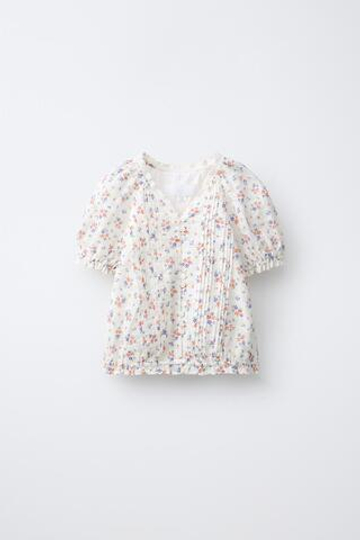 ZARA БЛУЗА С КРУЖЕВОМ, ЭКРЮ/КРАСНЫЙ