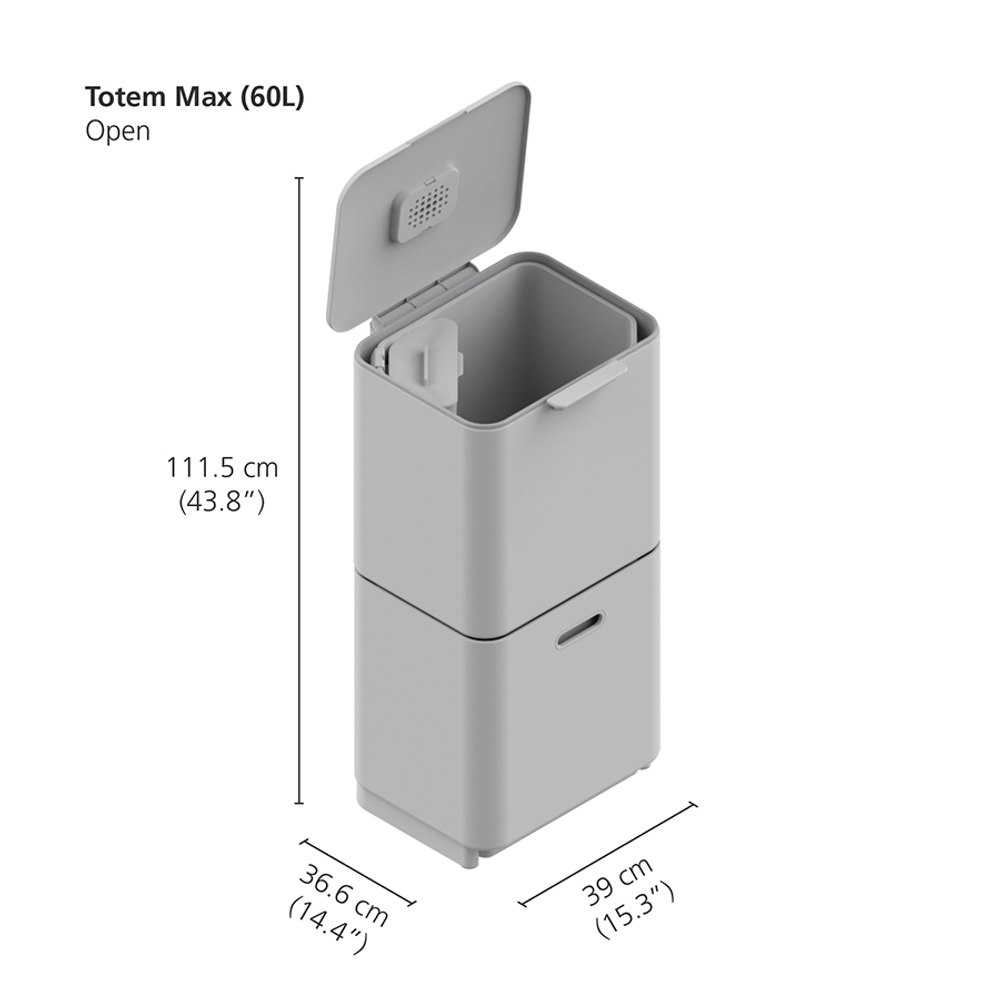 Контейнер для мусора с двумя баками totem max, 60 л, нержавеющая сталь