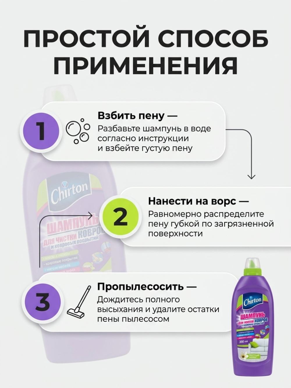 Chirton шампунь для чистки ковров 500 мл. *6*12