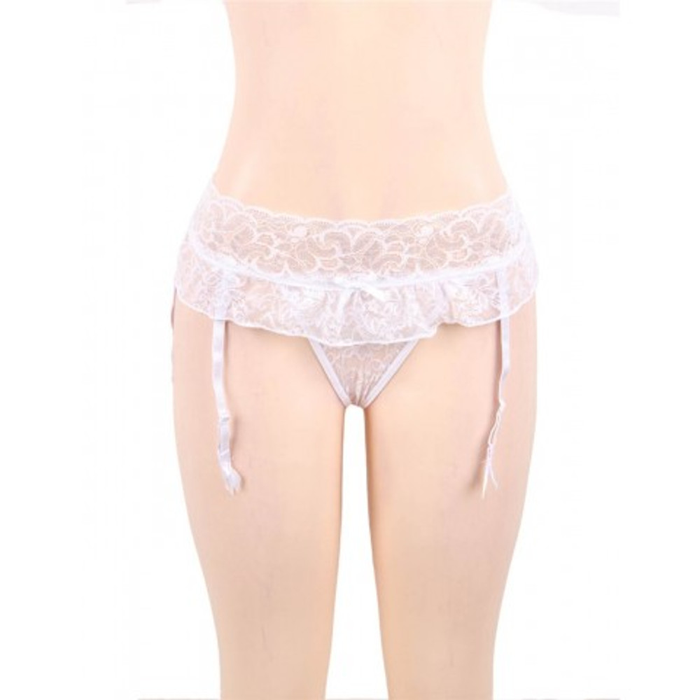 Пояс для чулок кружевной White Sexy Bow (XS-S)