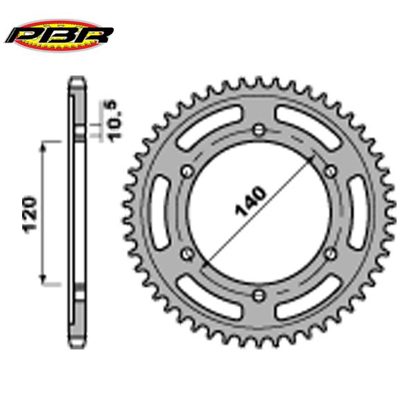 PBR 530144C45 звезда задняя (ведомая), 44 зуба
