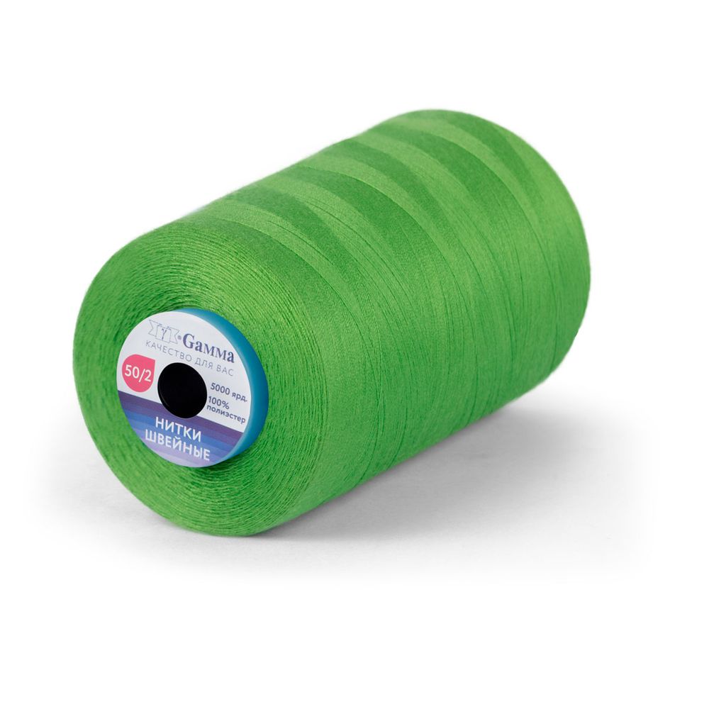 Нитки универсальные Gamma 50/2, 4570 м (5000 ярд) / 1 кат., 204 ярко-зеленый