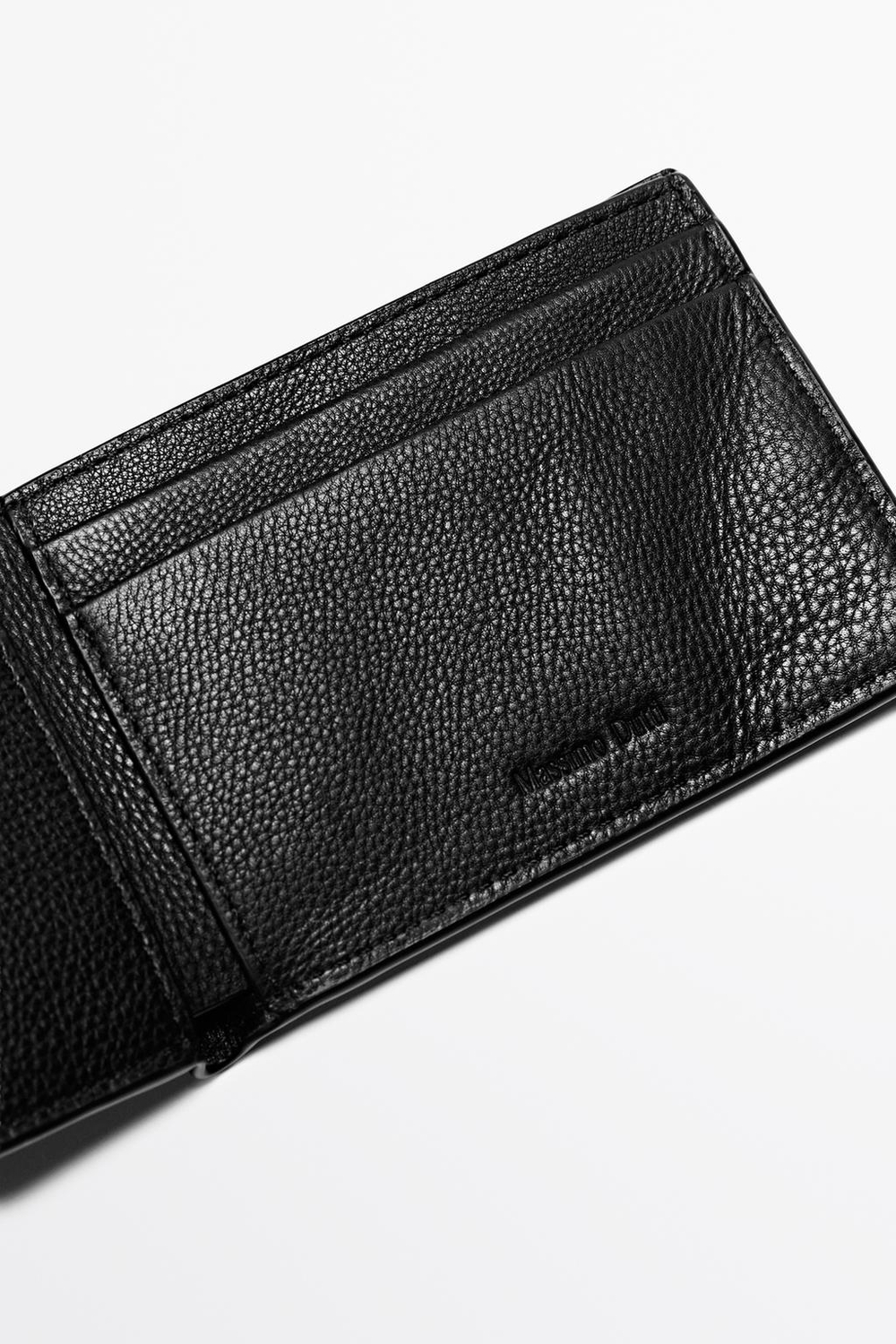 Massimo Dutti Горизонтальный кошелек из кожи наппа, черный
