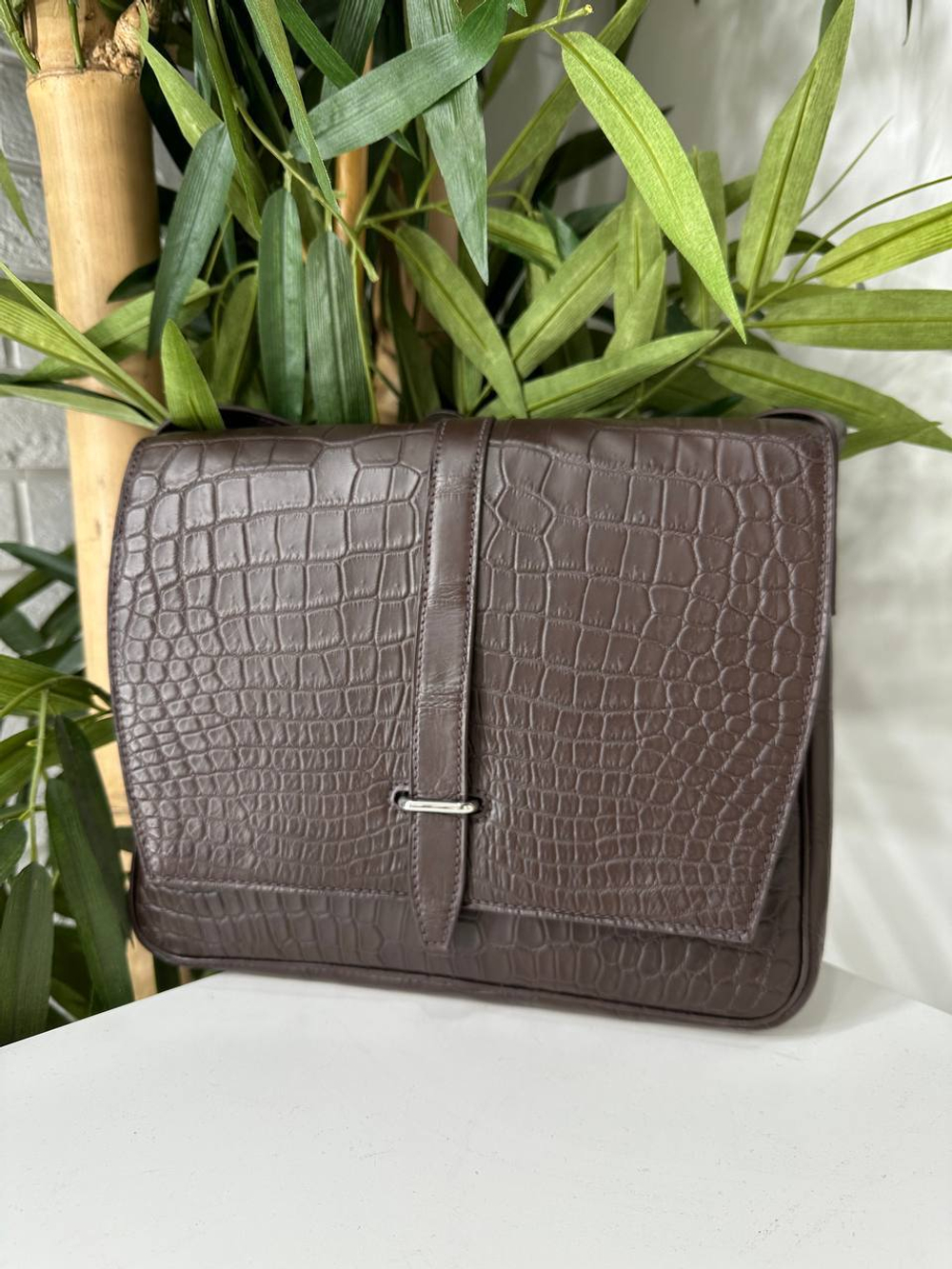 Сумка через плечо Hermes Steve Light из кожи крокодила
