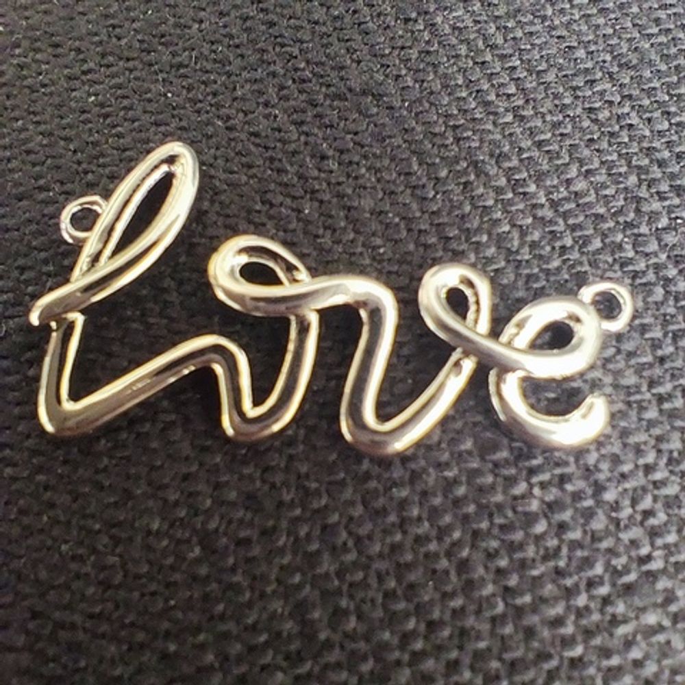 Коннектор "Love" 24 мм цвет серебро, 1 шт.