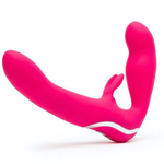 Ярко-розовый безремневой страпон Rechargeable Vibrating Strapless Strap-On (Цвет: ярко-розовый)