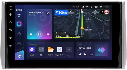 Магнитола для Toyota RAV4 5 2019-2025 (правый руль, с горбом) - Teyes CC3 монитор 10" QLED на Android 10, Быстрая, CarPlay, 4G SIM-слот