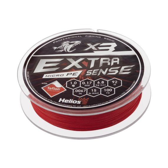 Шнур Helios Extrasense X3 PE Red 92m 1/15LB 0.17mm (HS-ES-X3-1/15LB)